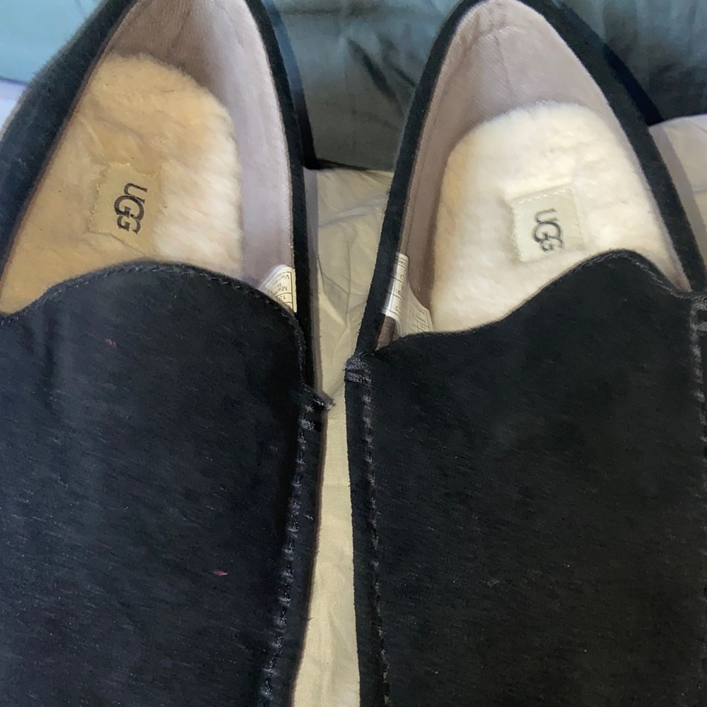 UGG Men's Black Loafers with Shearling Lining